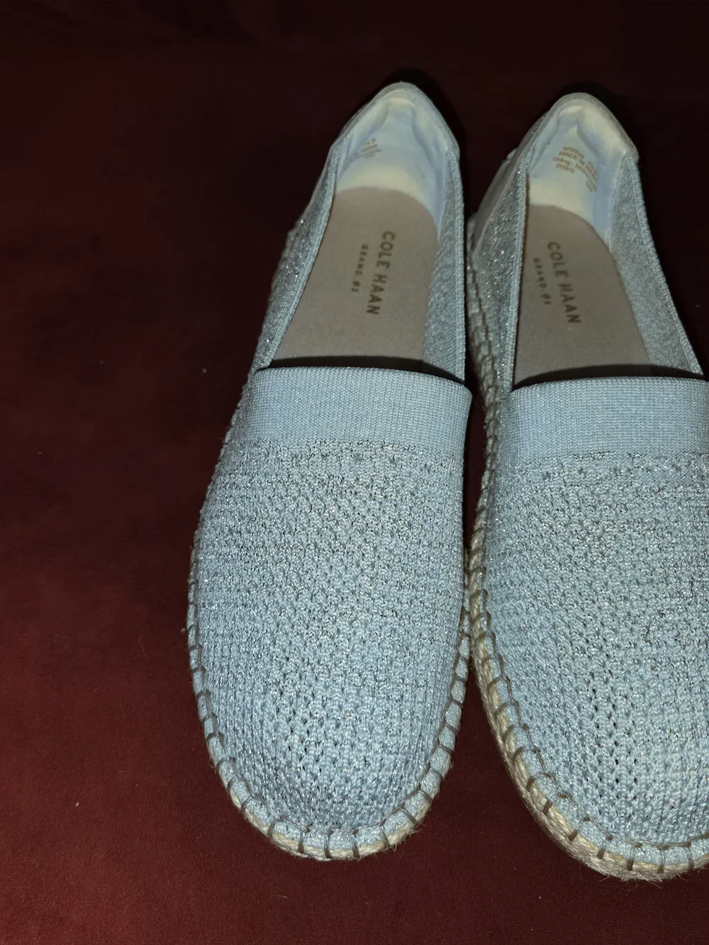 Cole Haan Light Gray Knit Slip-On Espadrilles